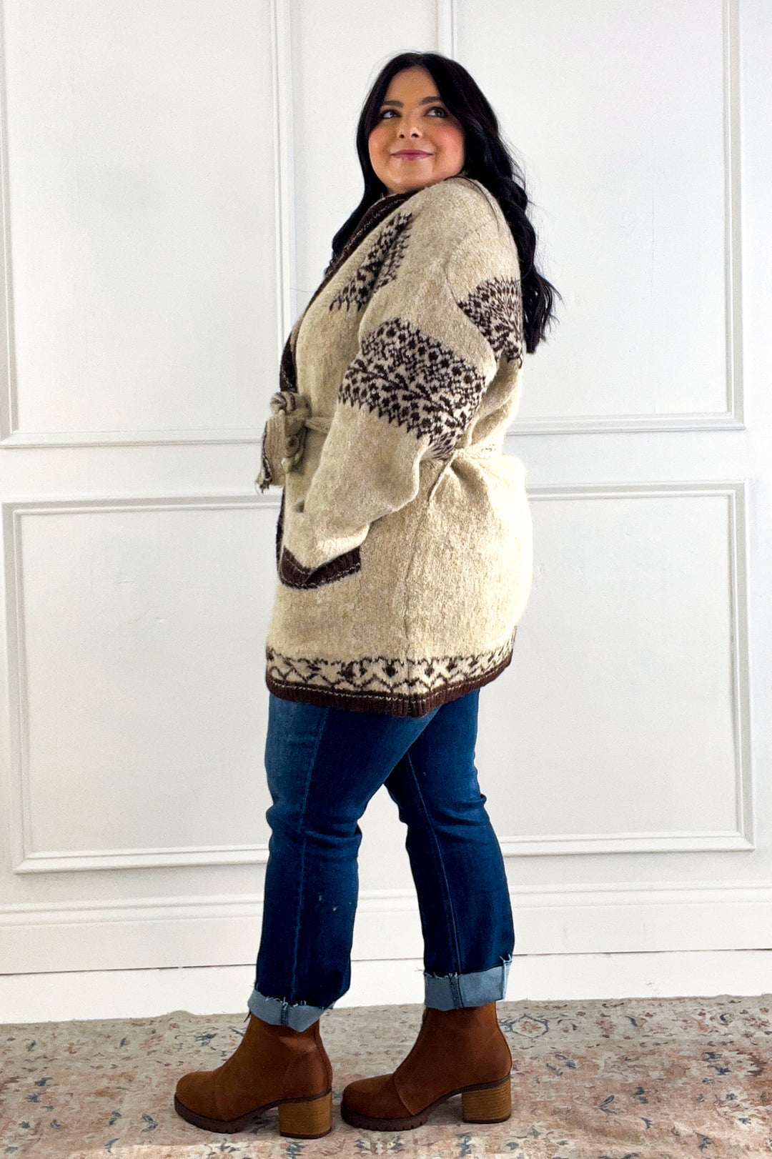 Fuzzy Knit Belted Cardigan