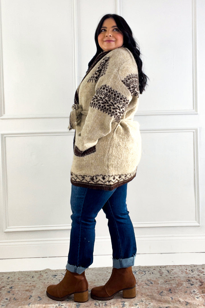 Fuzzy Knit Belted Cardigan