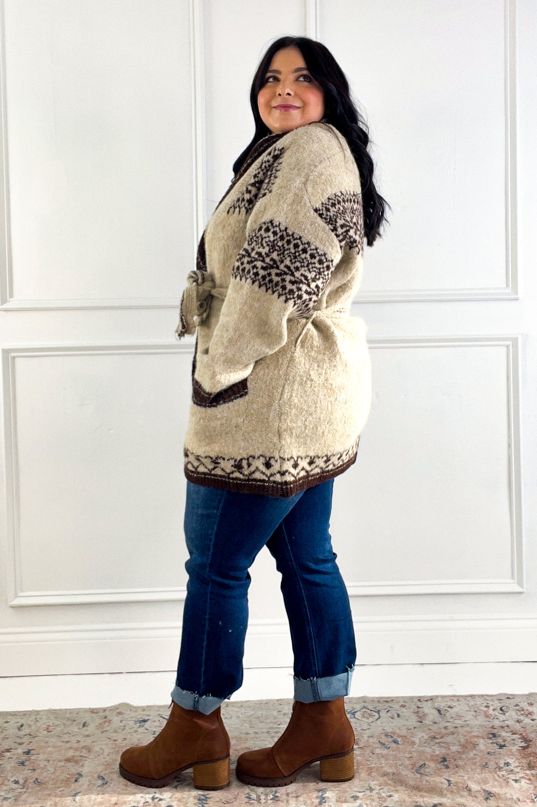 Fuzzy Knit Belted Cardigan