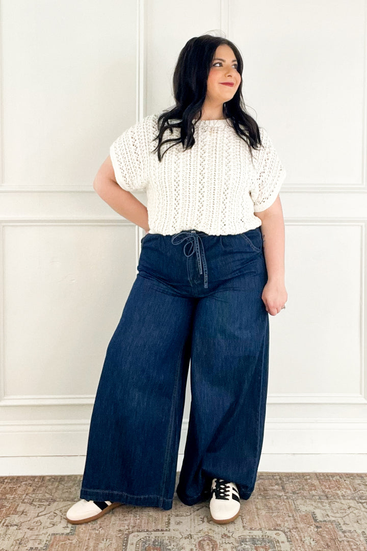 High Waisted Wide Leg Denim Pants