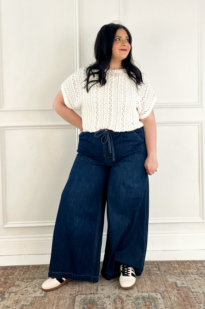 High Waisted Wide Leg Denim Pants