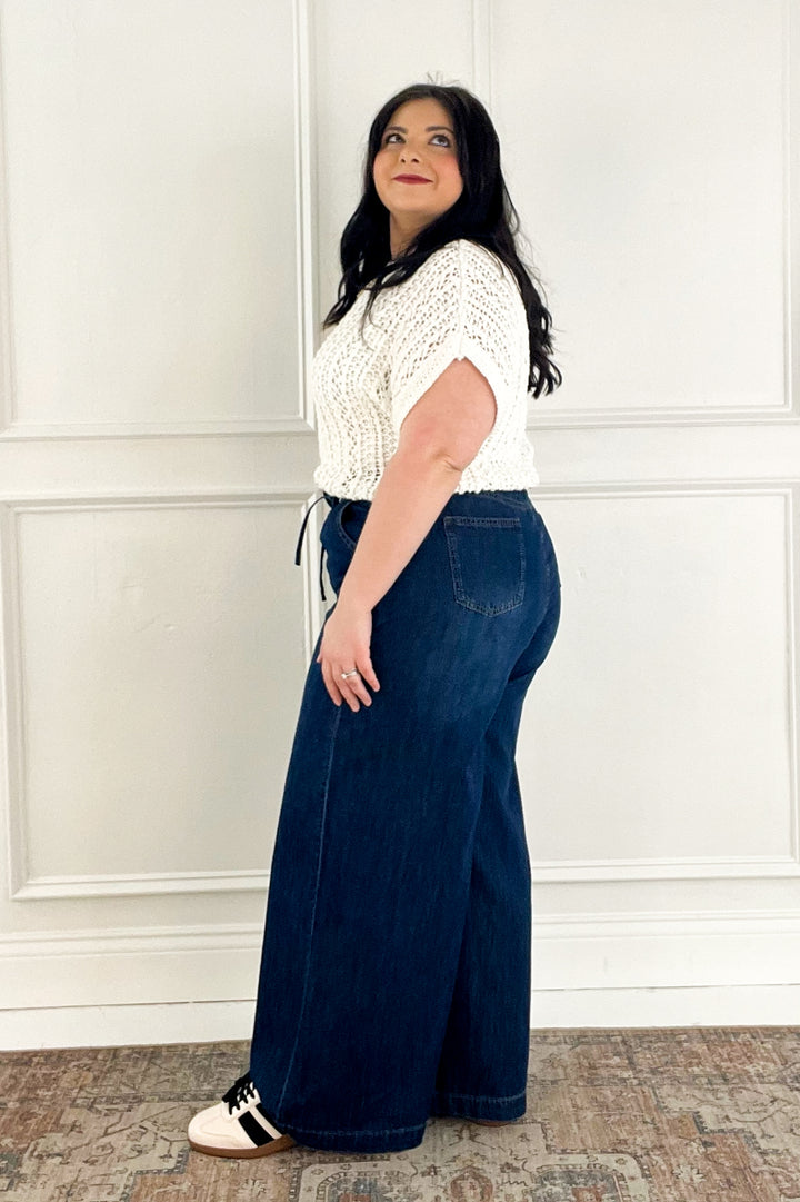High Waisted Wide Leg Denim Pants
