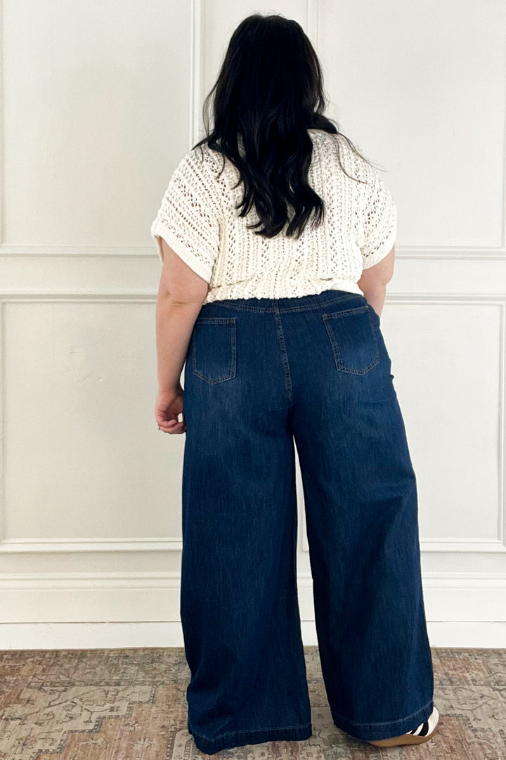 High Waisted Wide Leg Denim Pants
