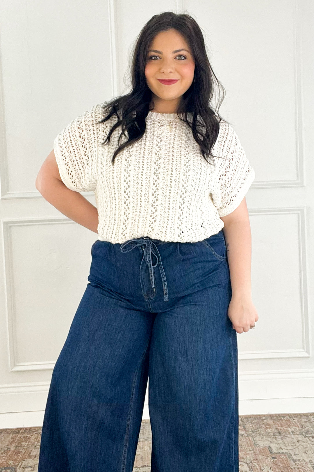 High Waisted Wide Leg Denim Pants