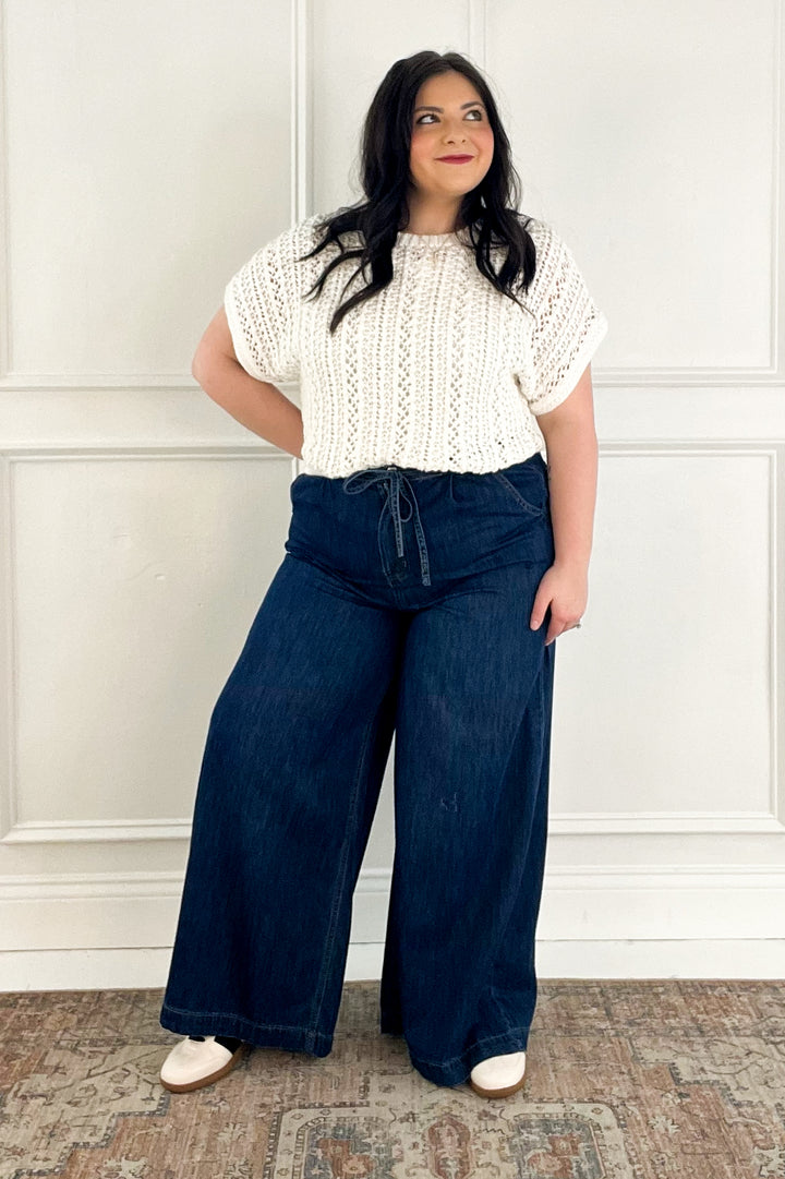 High Waisted Wide Leg Denim Pants