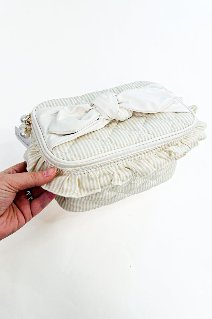 Coquette Bow Quilted Cosmetic Bag