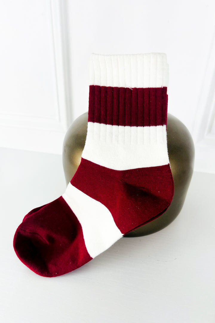 Red & White Crew Socks