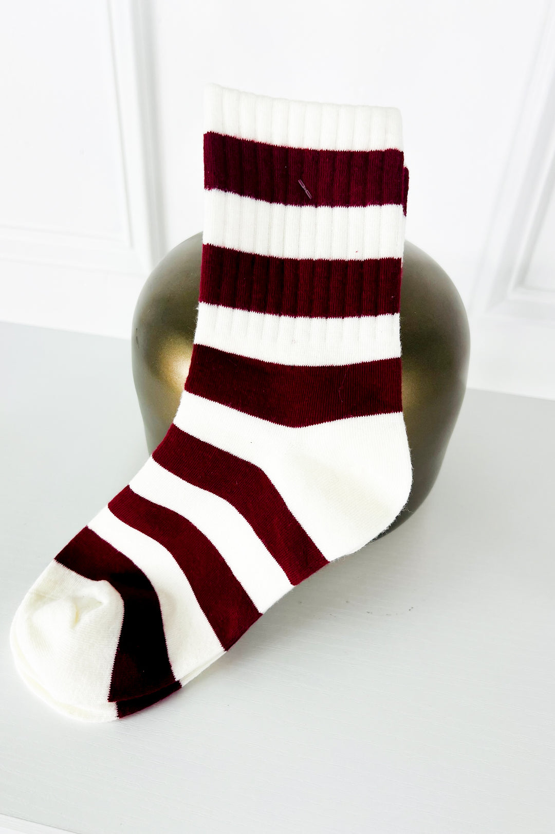 Red & White Crew Socks