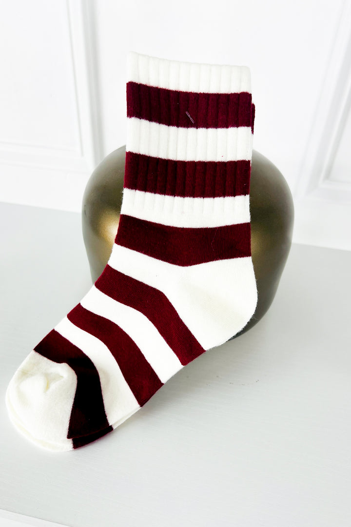 Red & White Crew Socks