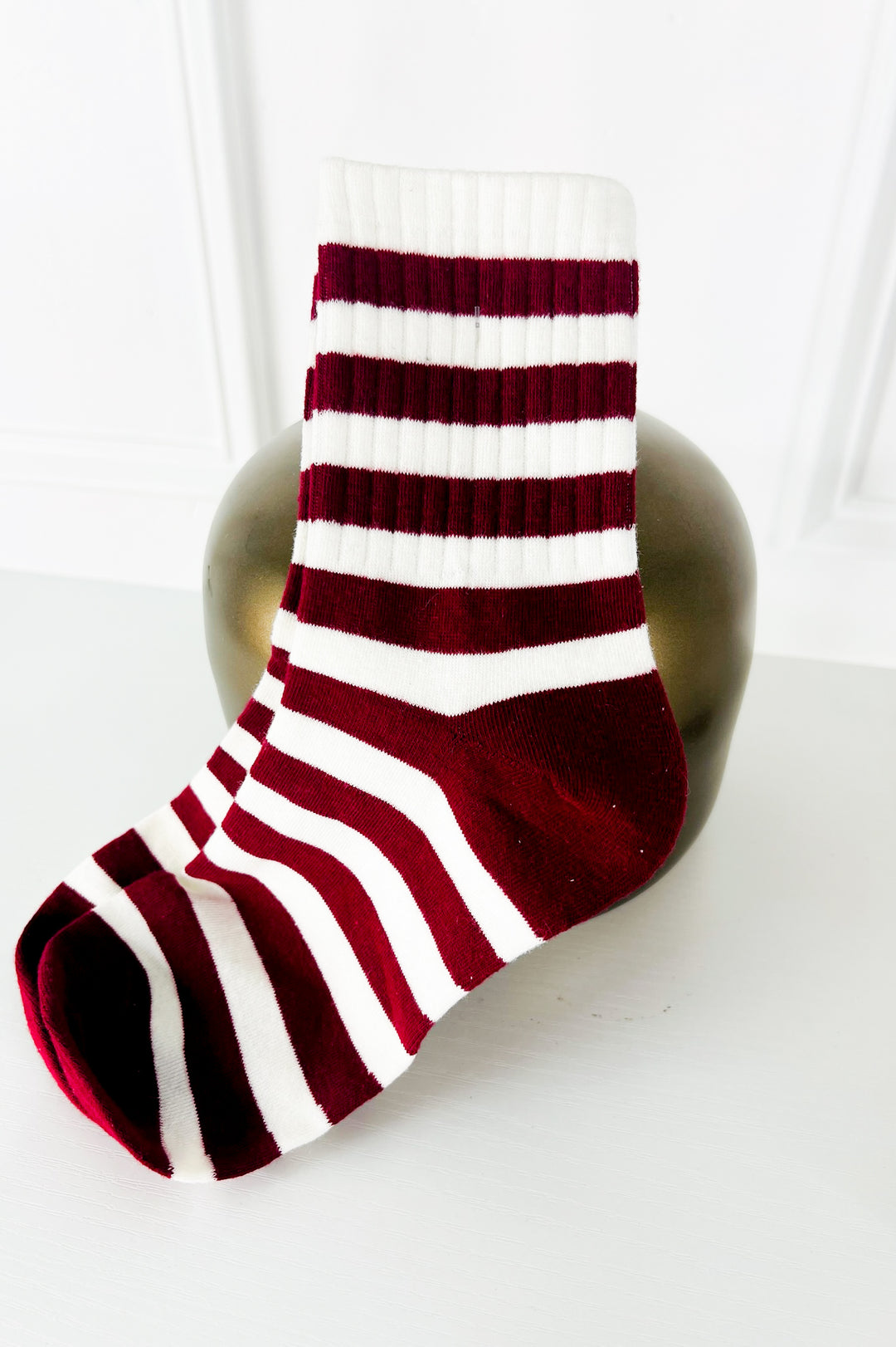 Red & White Crew Socks