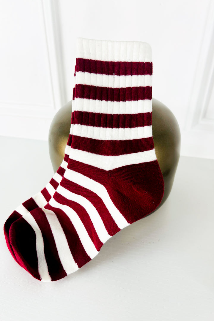 Red & White Crew Socks