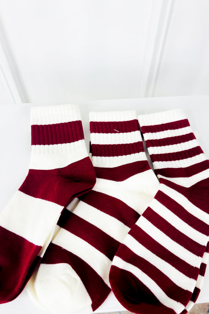 Red & White Crew Socks