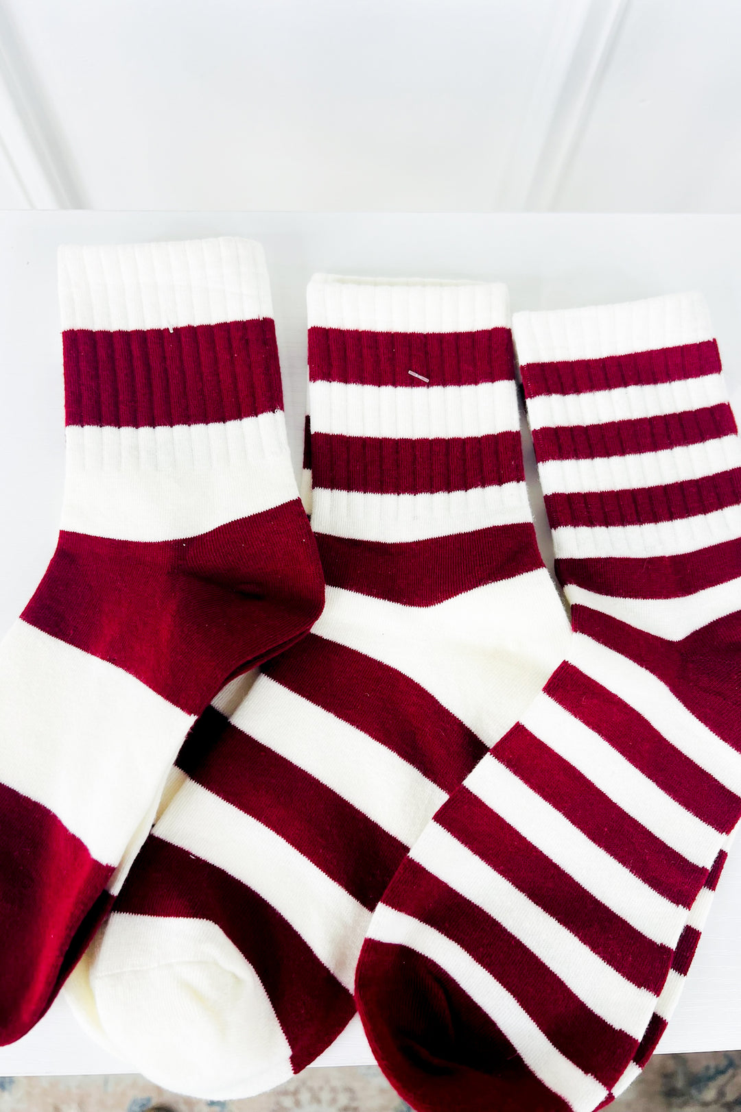 Red & White Crew Socks