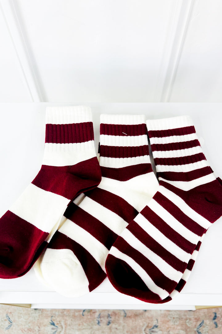 Red & White Crew Socks