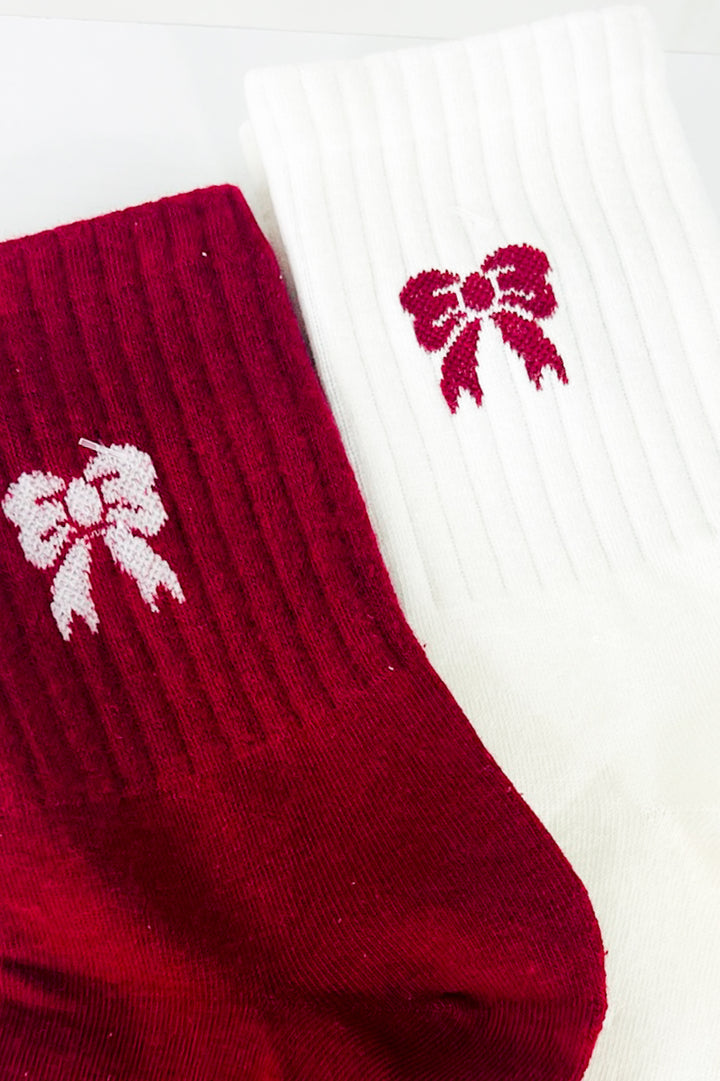 Red & White Crew Socks