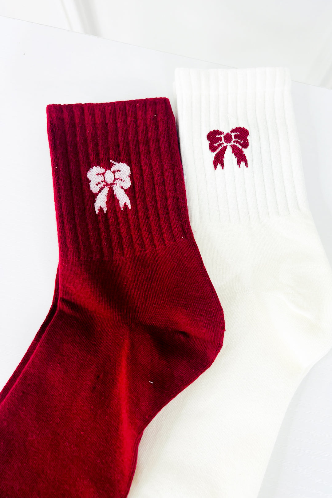 Red & White Crew Socks