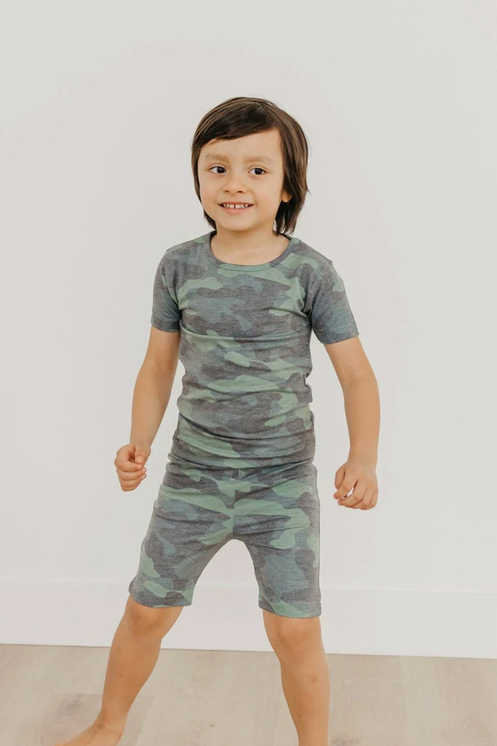 2pc Short Sleeve Kids Pajama Set | Hunter