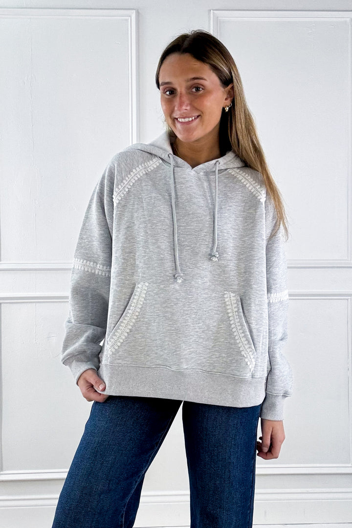 Laced Contrast Stitch Detail Hoodie