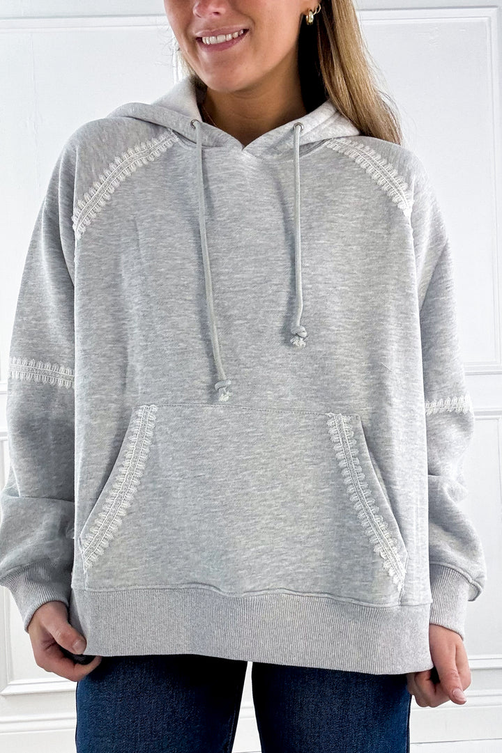 Laced Contrast Stitch Detail Hoodie