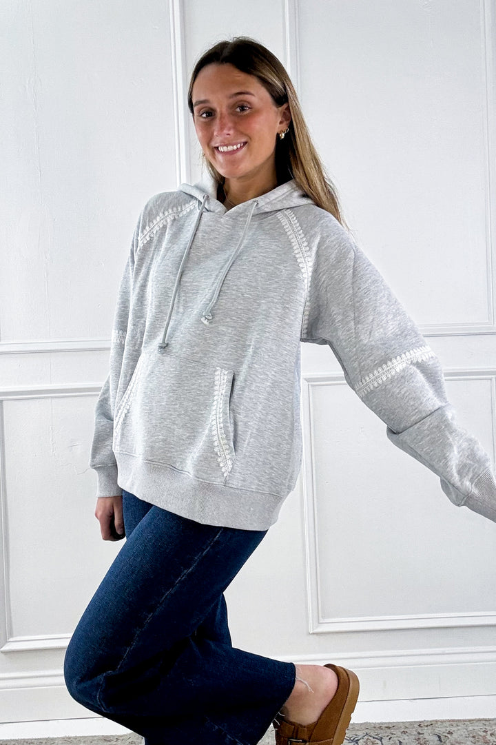 Laced Contrast Stitch Detail Hoodie