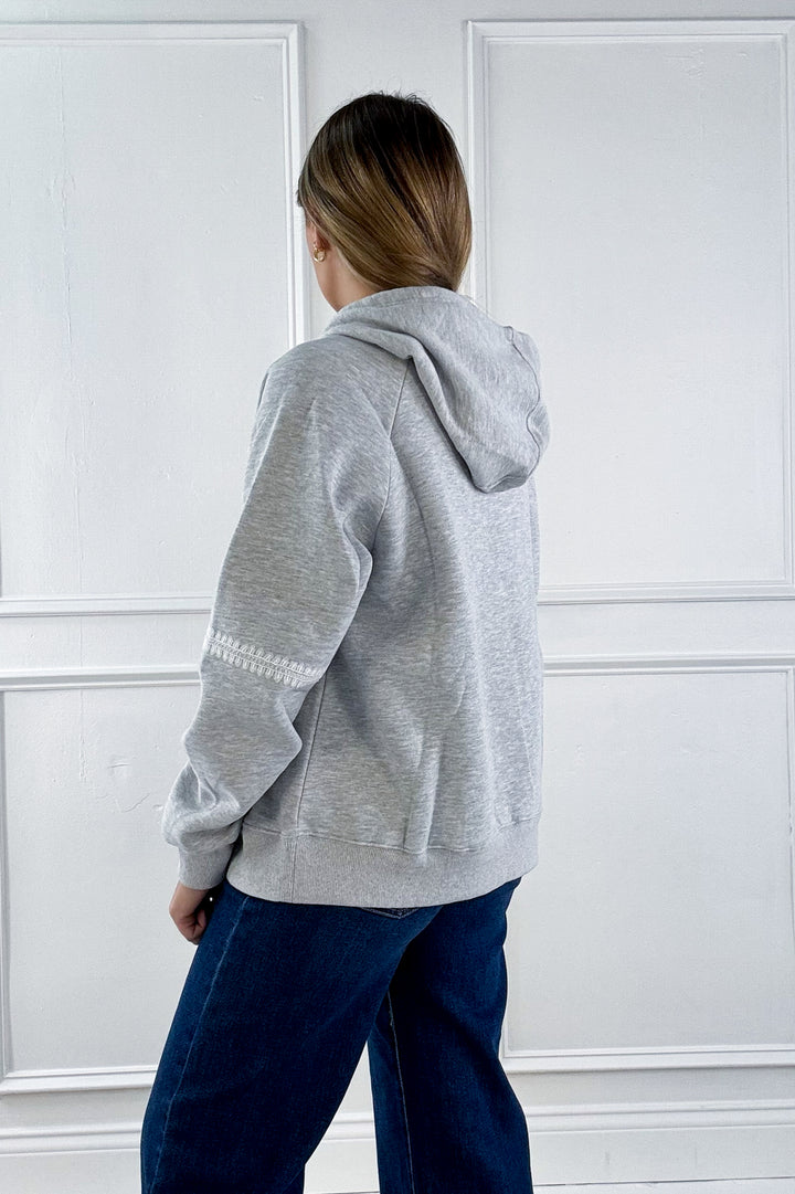 Laced Contrast Stitch Detail Hoodie