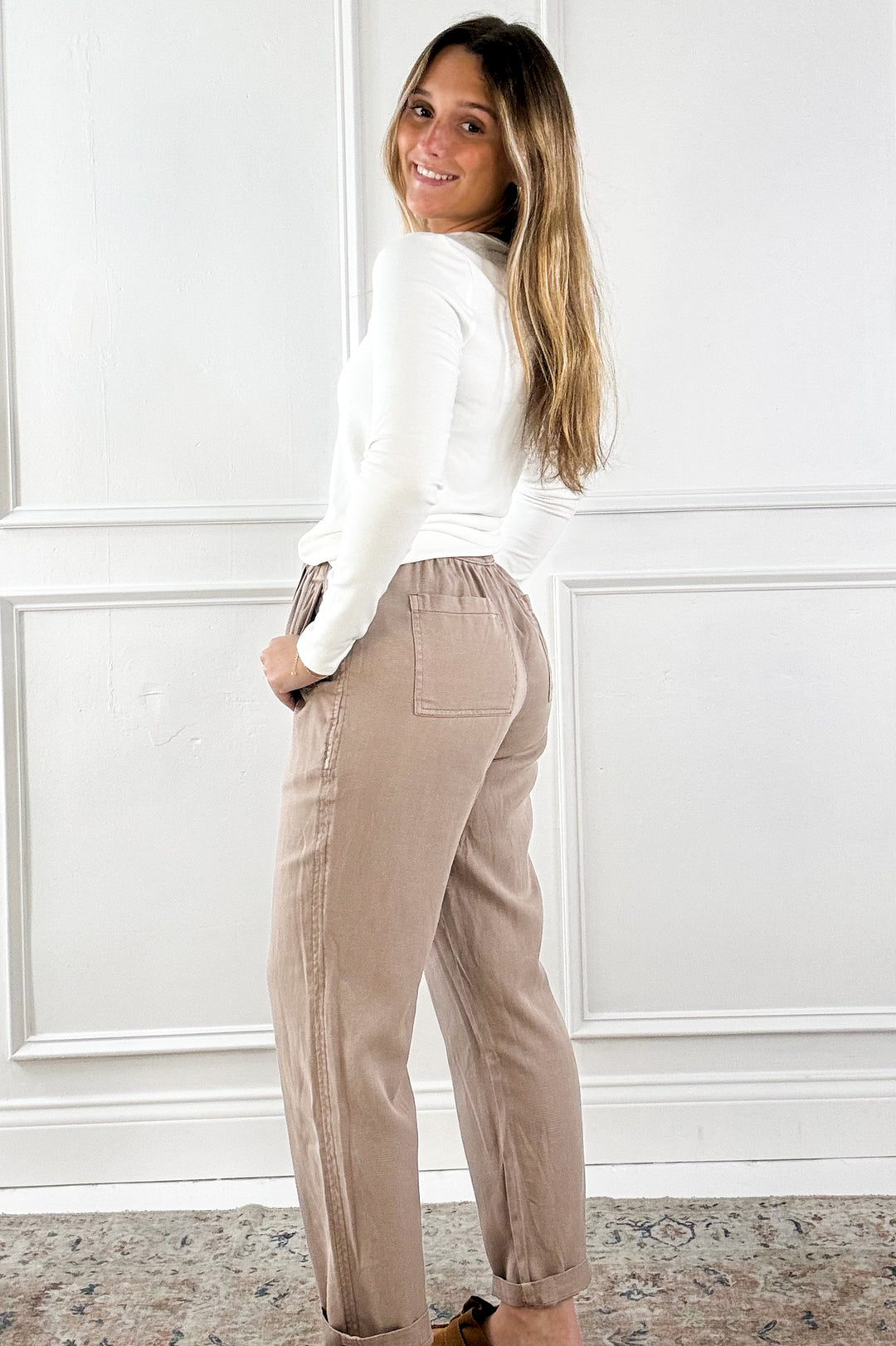 Tencel Blend Tapered Pants