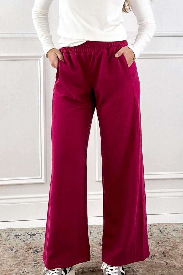 Luxe Sand Wash Rib Wide Leg Pants