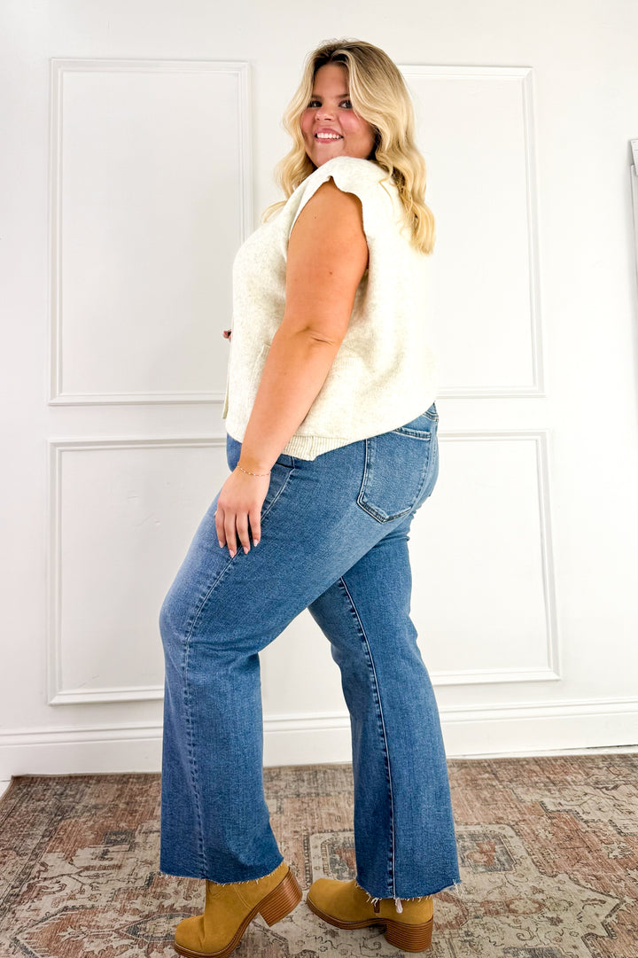 Curvy Cream Button Down Sweater