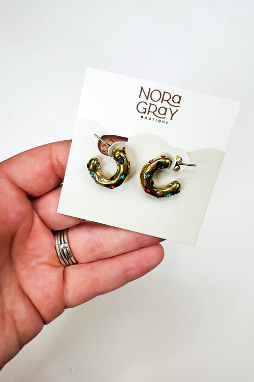 Colorful Stud Hoop Earrings