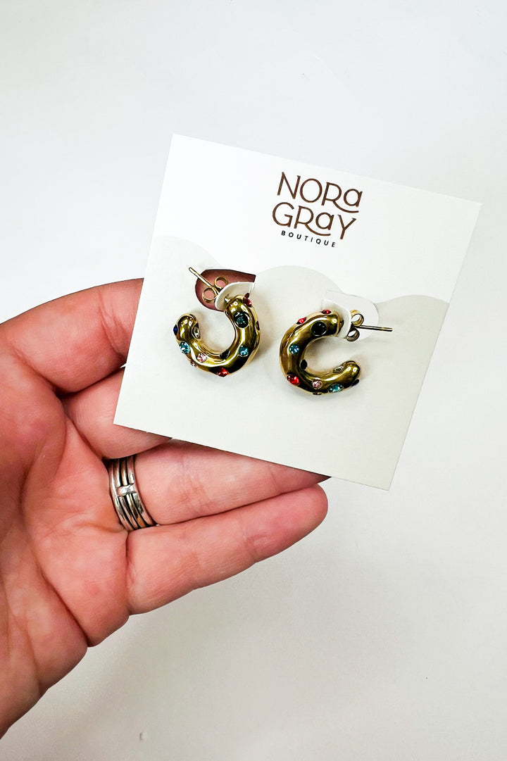 Colorful Stud Hoop Earrings