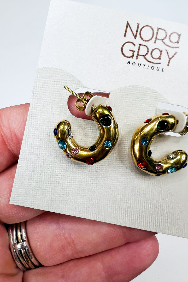 Colorful Stud Hoop Earrings