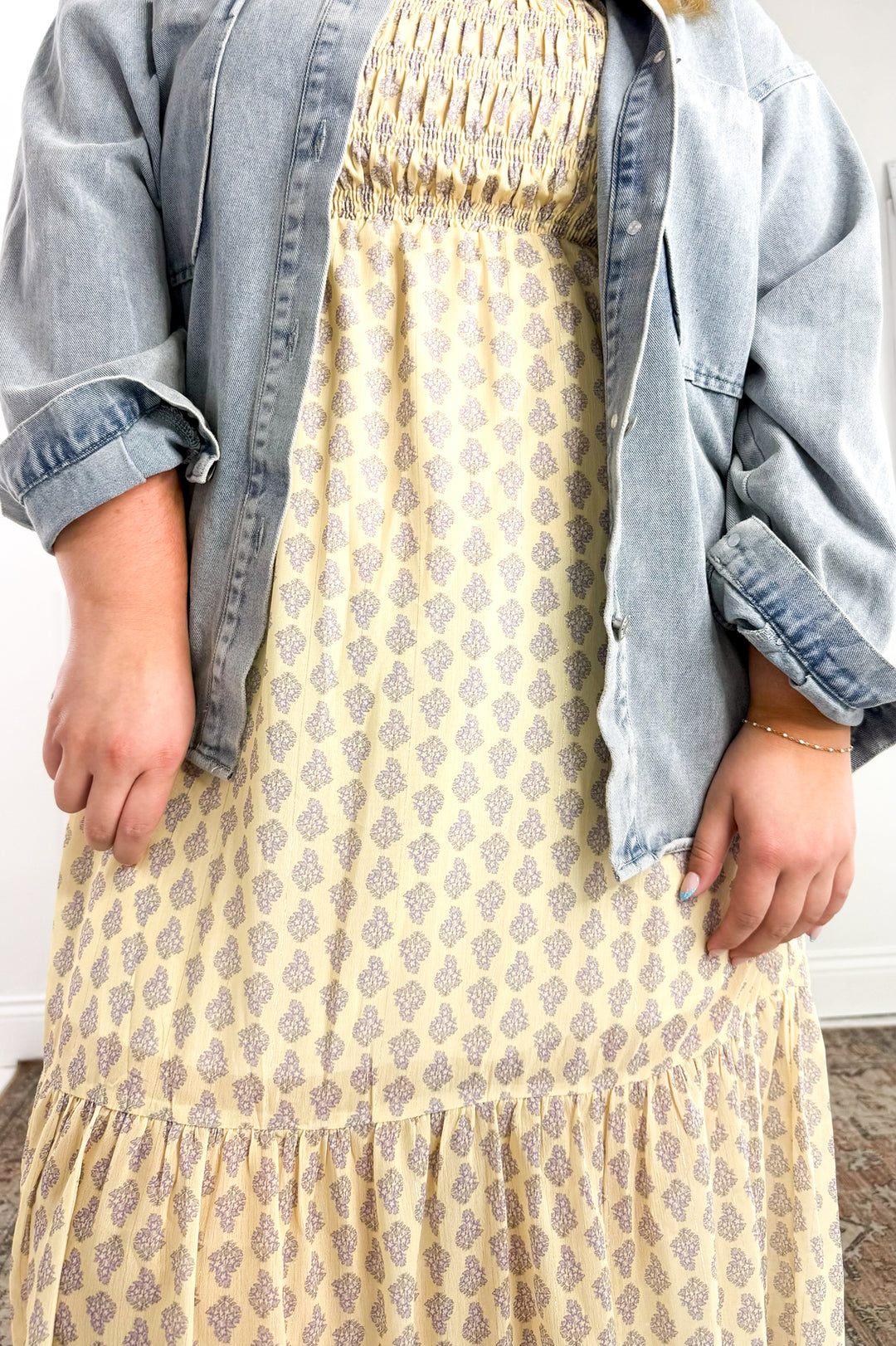 Curvy Desert Bloom Smocked Maxi Dress