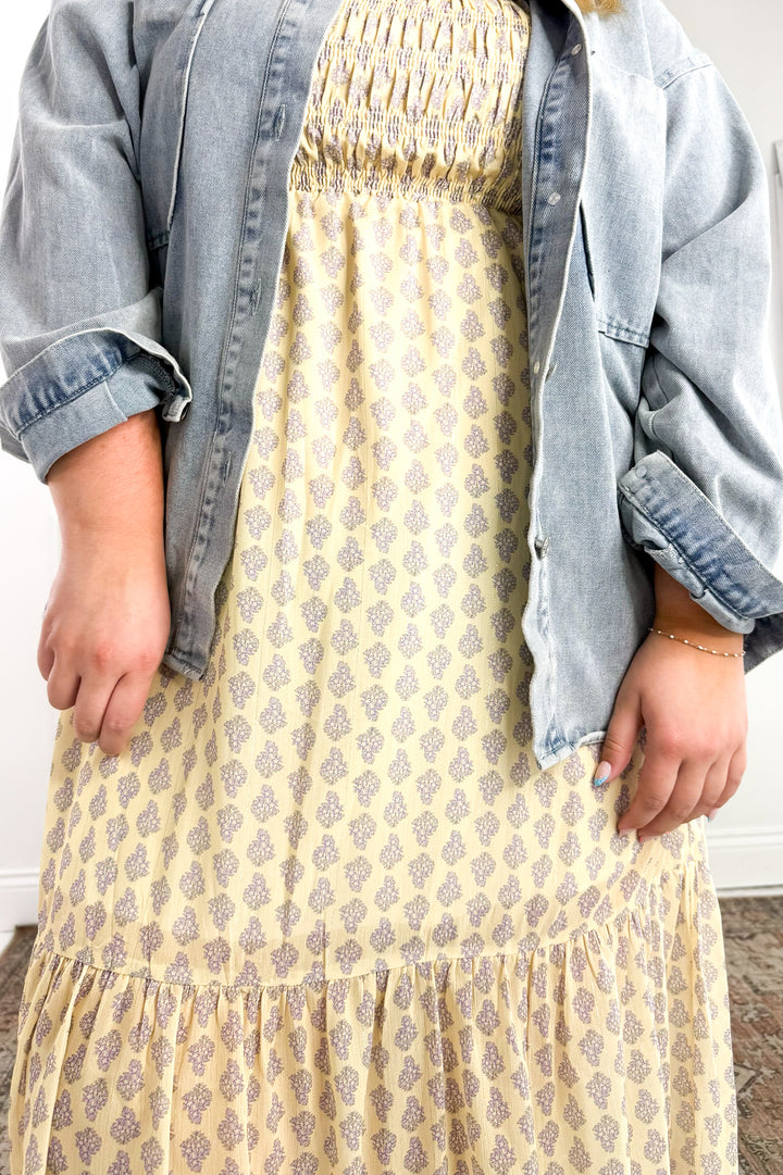 Curvy Desert Bloom Smocked Maxi Dress