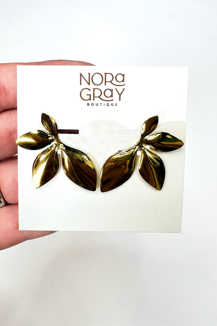 Leaf Gold Stud Earrings