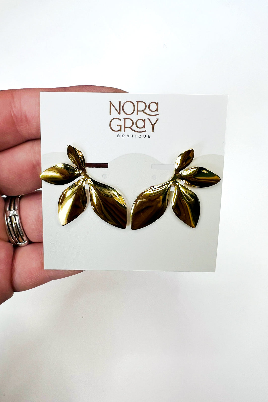 Leaf Gold Stud Earrings
