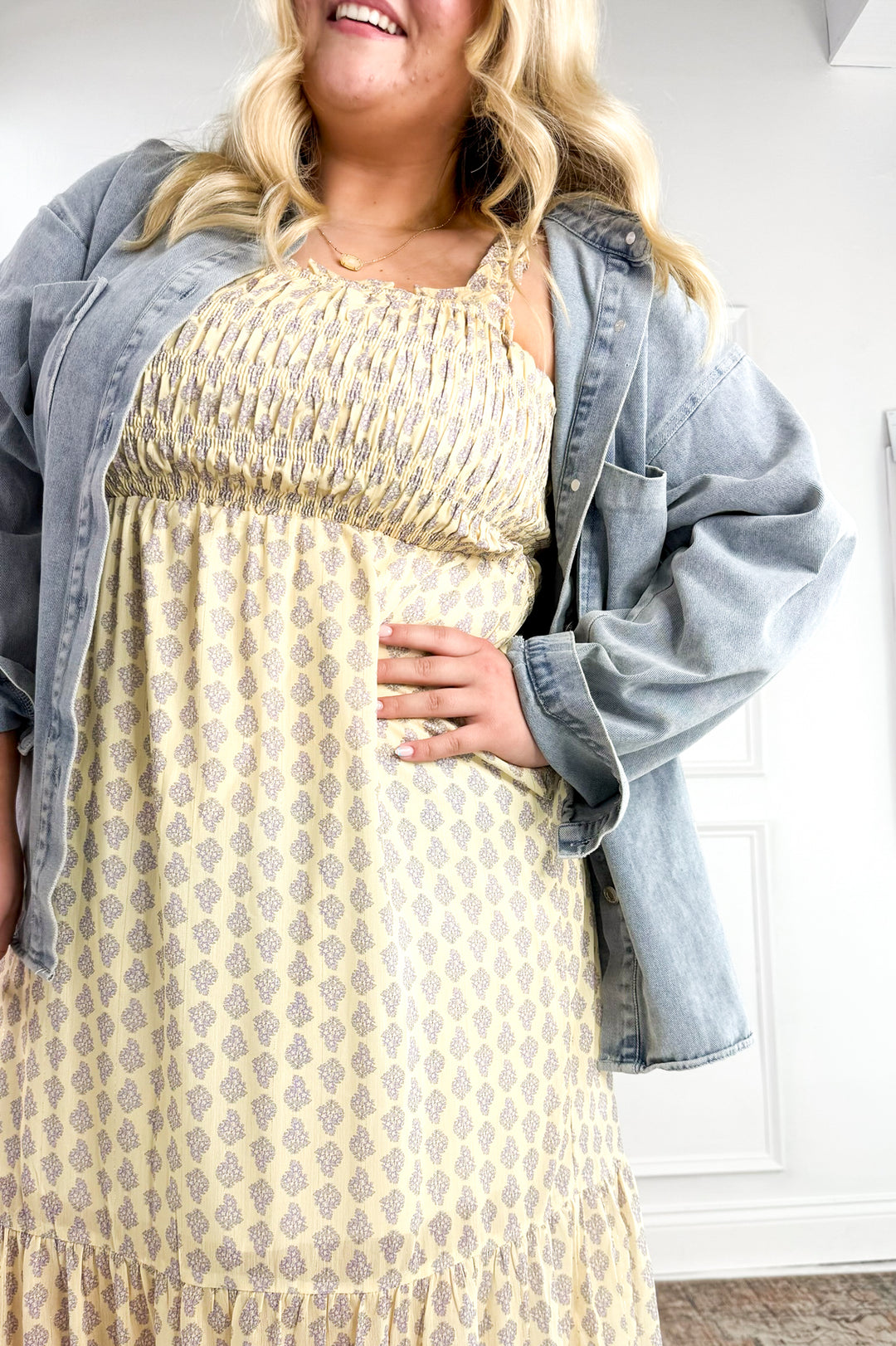 Curvy Desert Bloom Smocked Maxi Dress