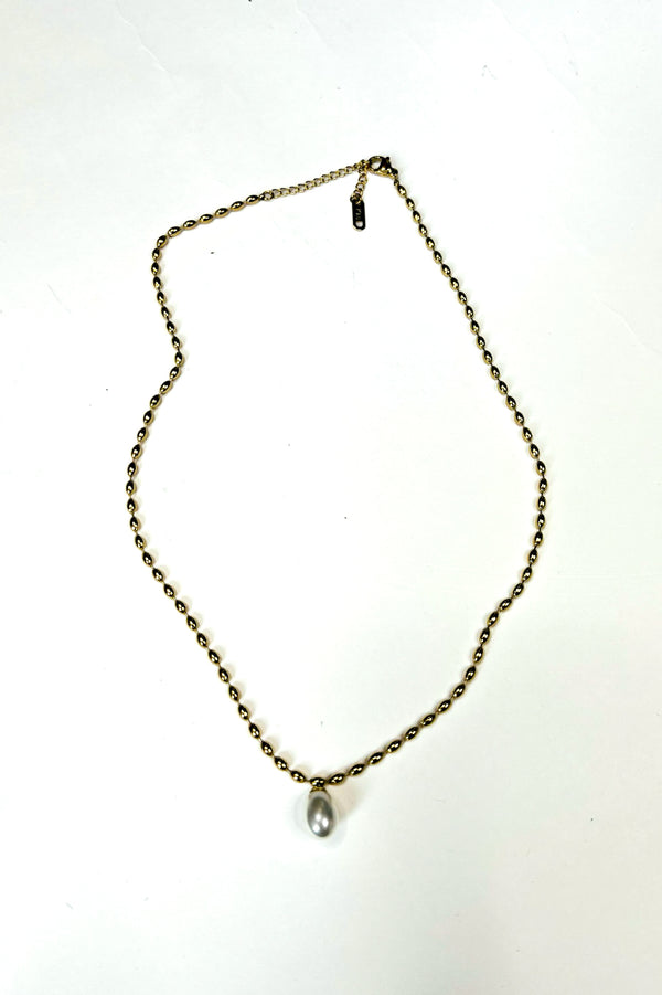 Single Pearl Drop Bead Necklace