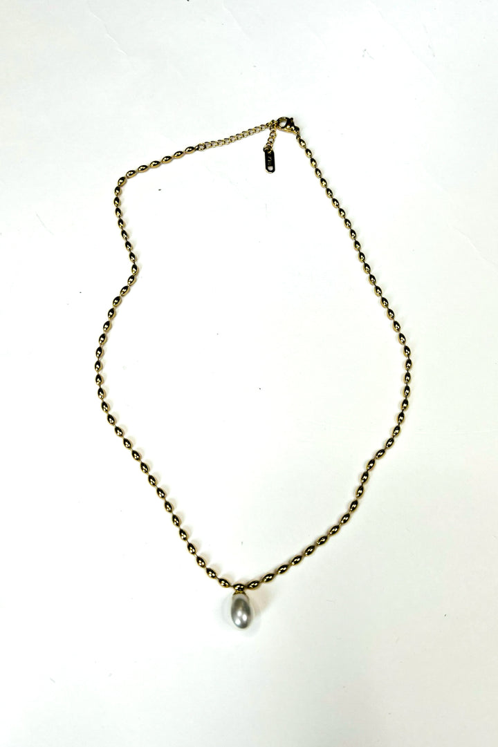 Single Pearl Drop Bead Necklace