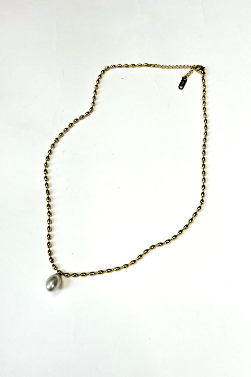 Single Pearl Drop Bead Necklace
