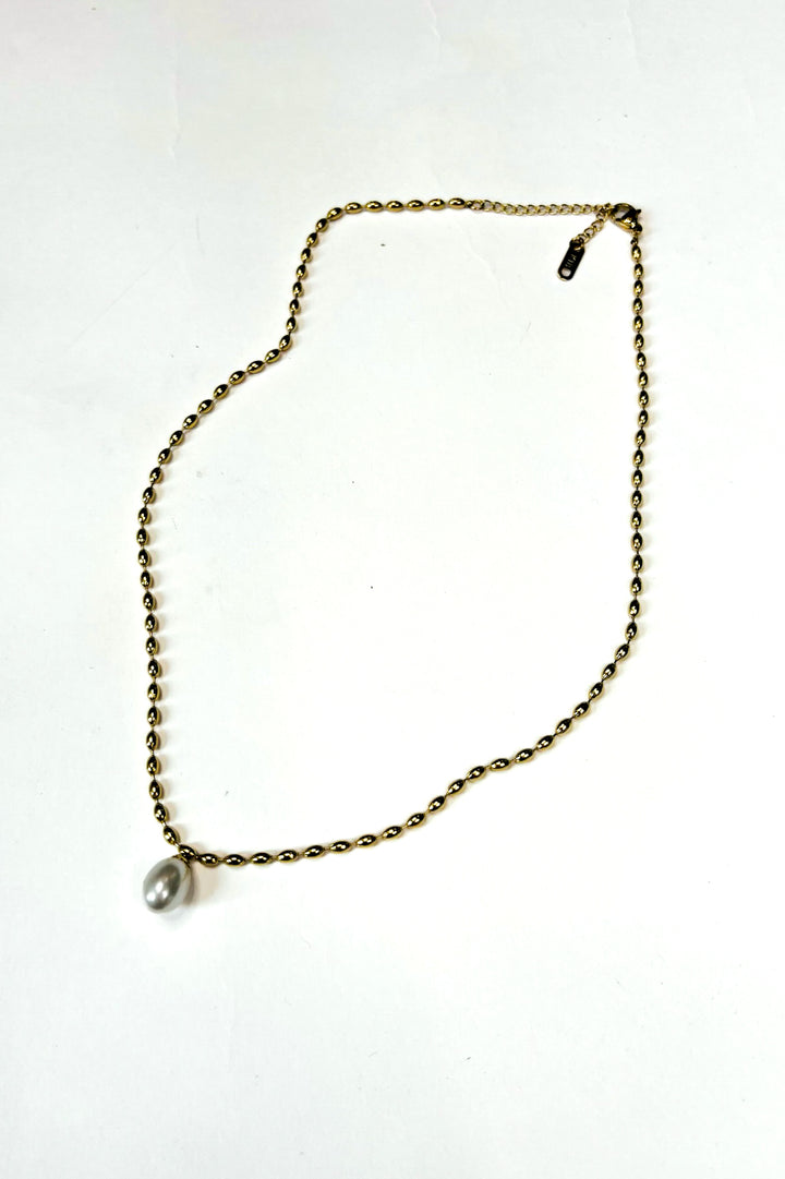 Single Pearl Drop Bead Necklace