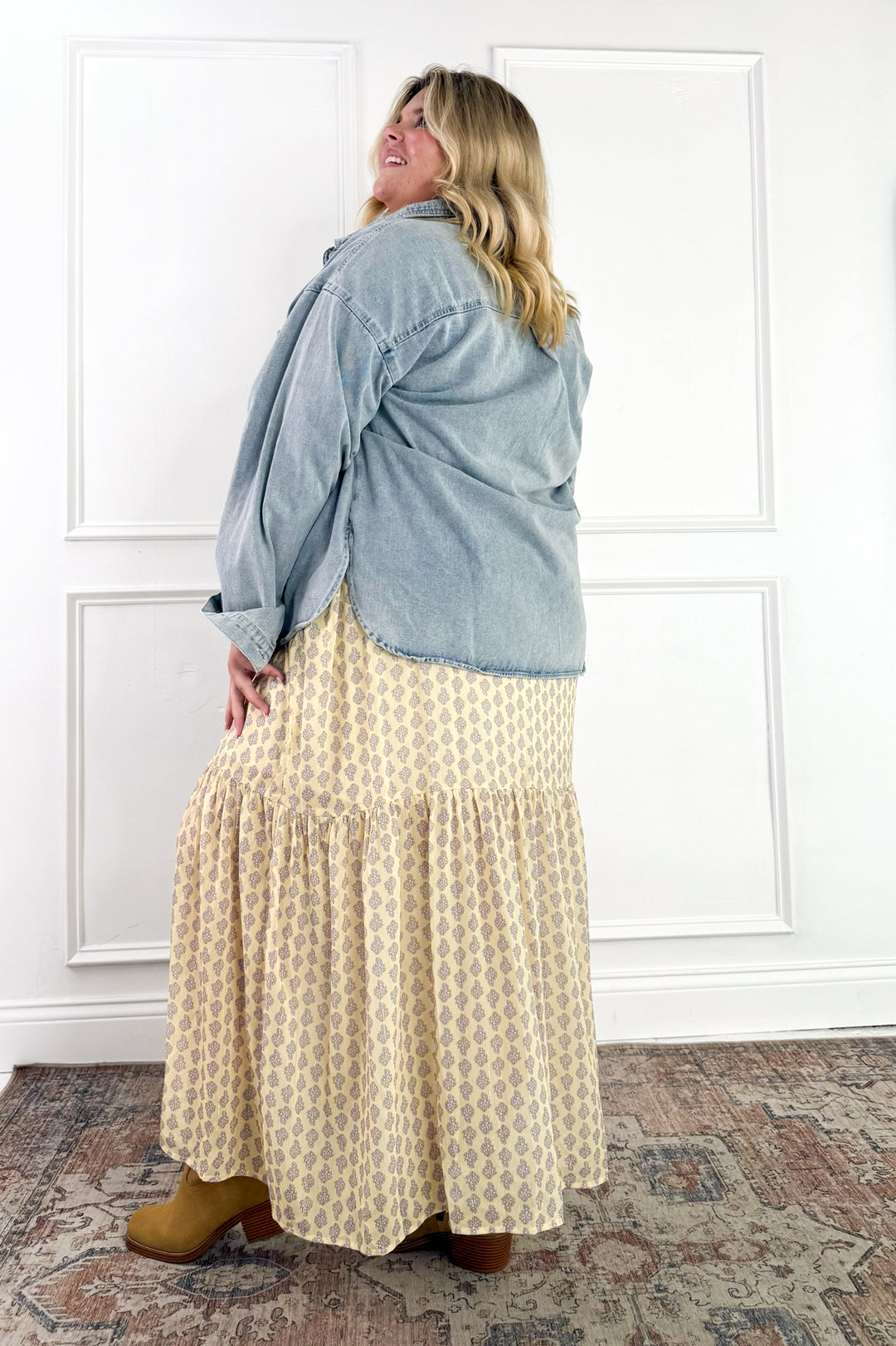 Curvy Desert Bloom Smocked Maxi Dress