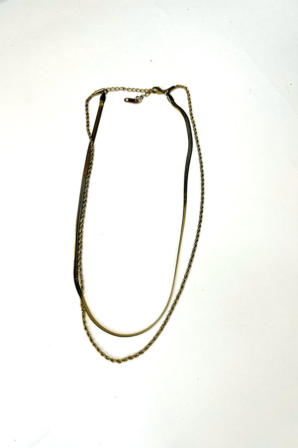 Gold Detail Double Chain Necklace