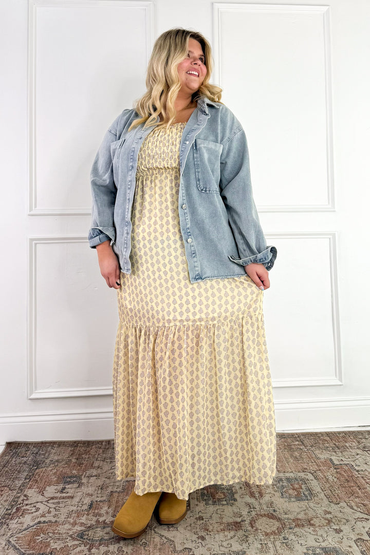 Curvy Desert Bloom Smocked Maxi Dress