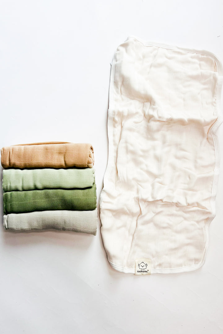 5 Pack Lumi Muslin Burp Cloths - Pine