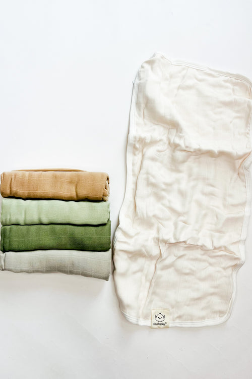 5 Pack Lumi Muslin Burp Cloths - Pine