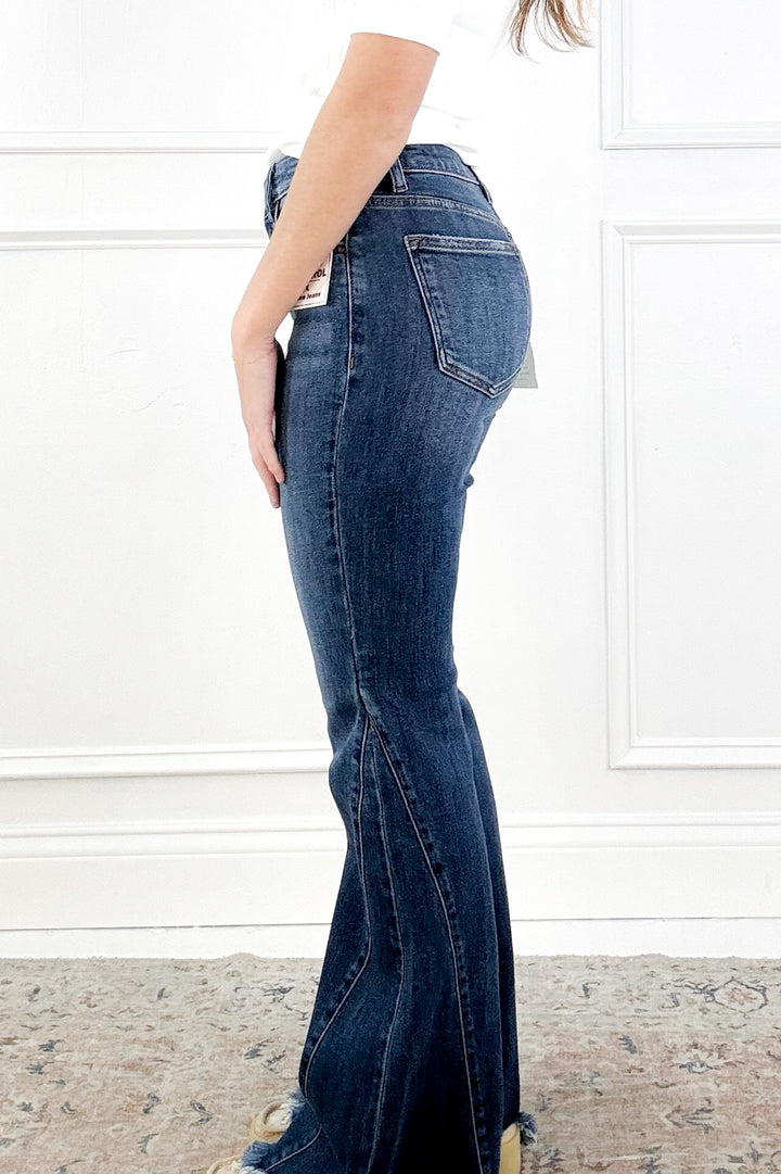 Risen Mid Rise Flare Side Seam Detailing Jeans