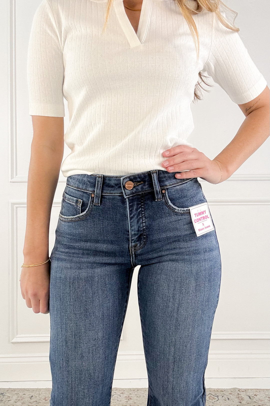 Risen Mid Rise Flare Side Seam Detailing Jeans