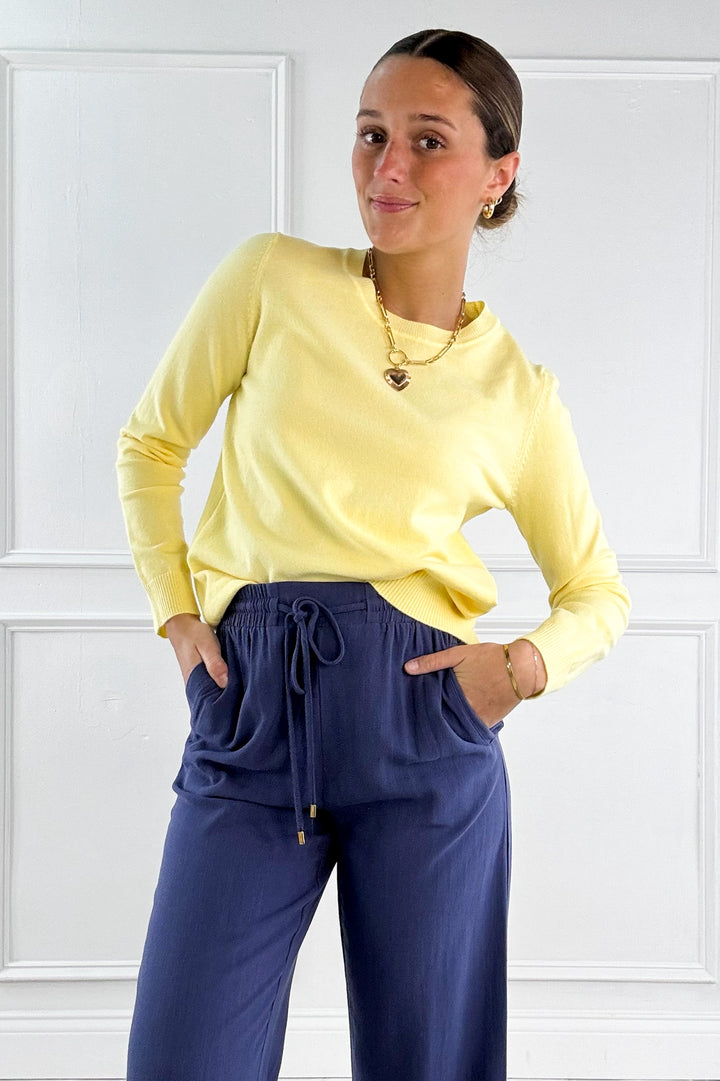 Soft Viscose Blend Crewneck Knit Pullover