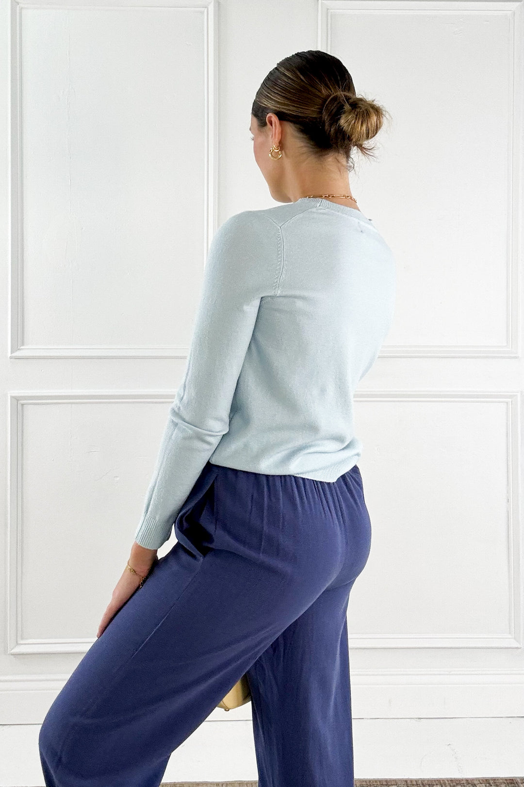 Soft Viscose Blend Crewneck Knit Pullover