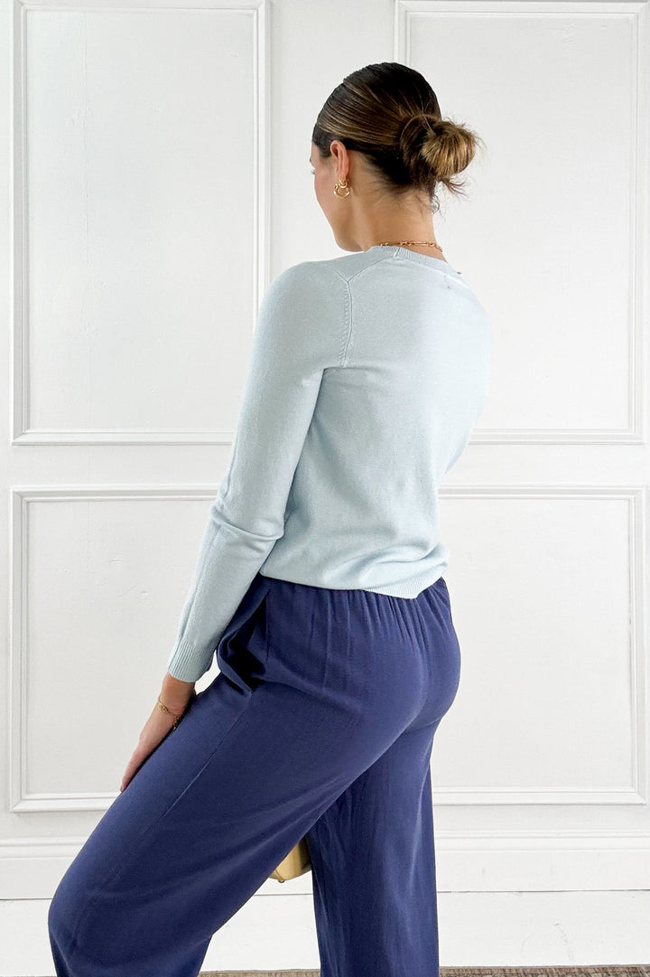 Soft Viscose Blend Crewneck Knit Pullover